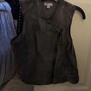 Gray jean vest